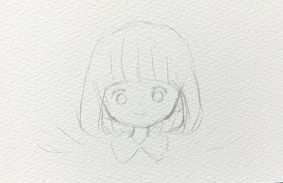 女の子の下描きの絵