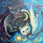 白猫と黒猫の絵