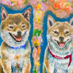 柴犬２匹の絵