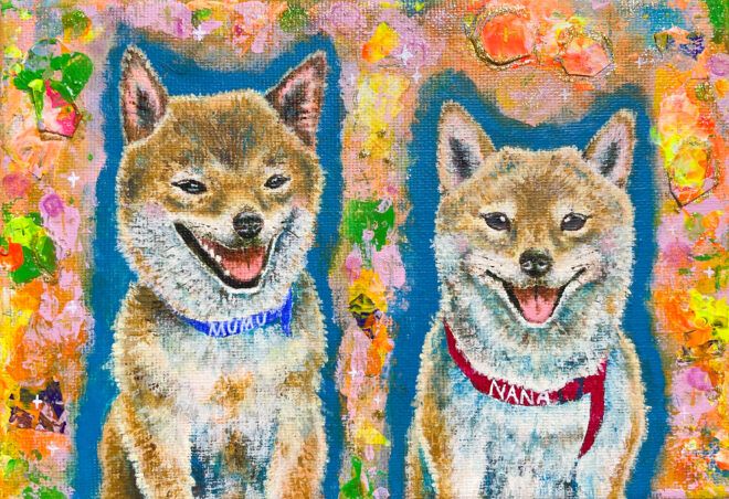 柴犬2匹の絵